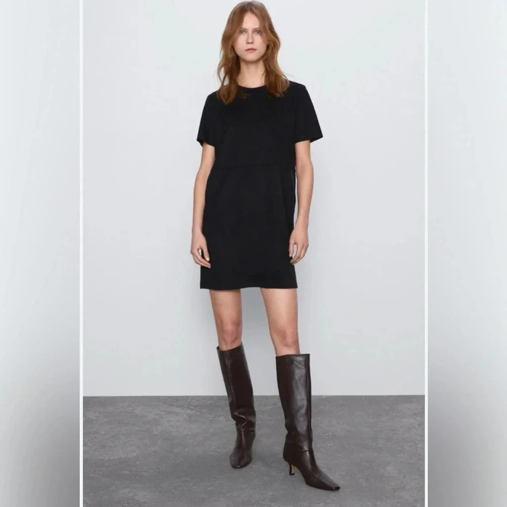 Zara Faux Suede Black Dress size Medium